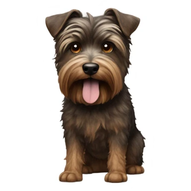 a dark dark brown haired brindle color terrier with crazy hair and long chin hair name Bon Jovi sticker