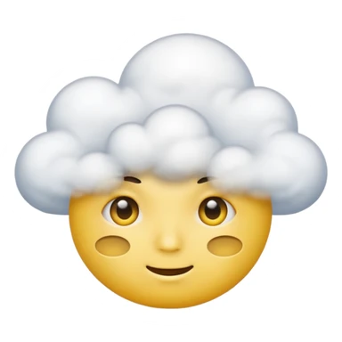 Face in clouds yellow circle and black eyes and remove a mouth and move in a cloud sticker