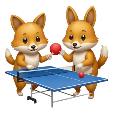 deux animaux qui jouent au ping pong sticker