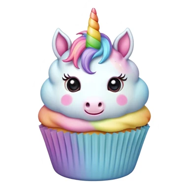  cute puffy pastel rainbow unicorn cupcake sticker