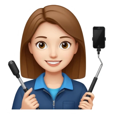 girl with phone selfie stick sticker