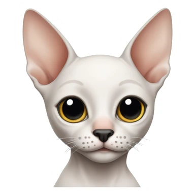 hairless cat with black ears and nose sticker
