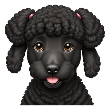 Black standard poodle with a ponytail sticker