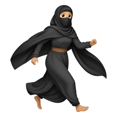 person wearing a niqab and large, flowing clothes, running sticker