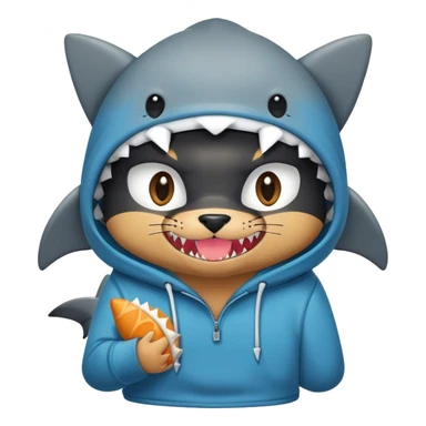 Shark eating a cat with a hoodie sticker