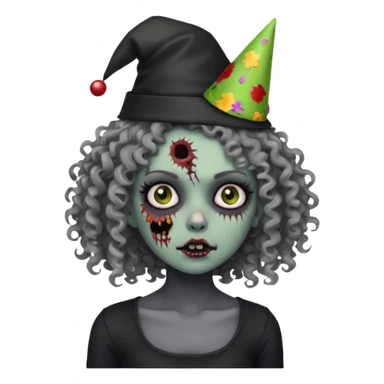 Black side party curly head girl zombie pale skin black crop top  sticker