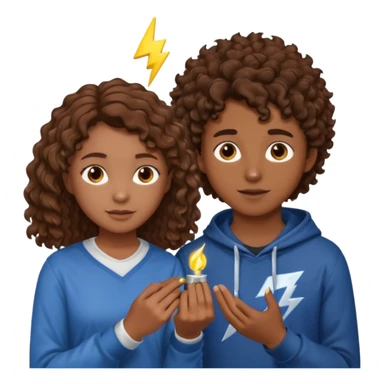 a 15 year old girl with brown curly hair but she has lightnings in it with a brown haired boy who gave her a promise ring sticker