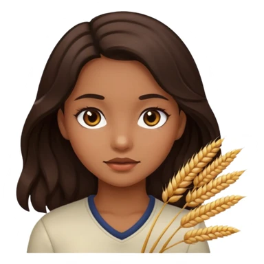 A girl with dark brown eyes and slightly wavy tips with dark brown hair flesh-colored wheat face sticker