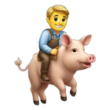 Un homme sur cochon cochon sticker