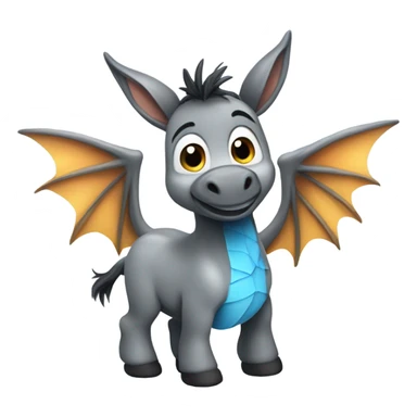 cute Donkey with blue dragon wings sticker