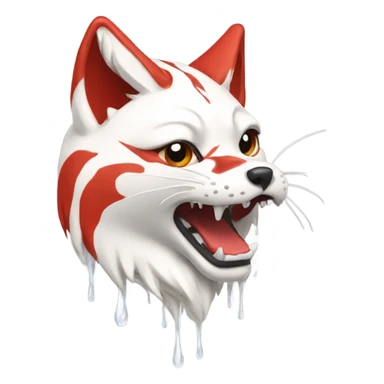 Red and white katsune head crying sticker