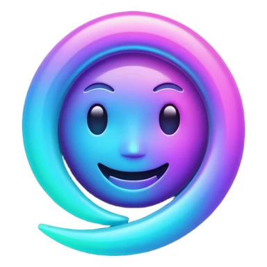 futuristic minimalistic emoji icon, abstract holographic wave or pulse symbolizing "Many voices. One purpose. One future", neon purple and cyan gradient, glowing aura, dark sci-fi background, 1:1 aspect ratio sticker