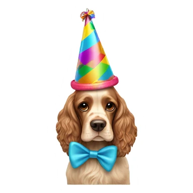 cocker spaniel with party hat sticker