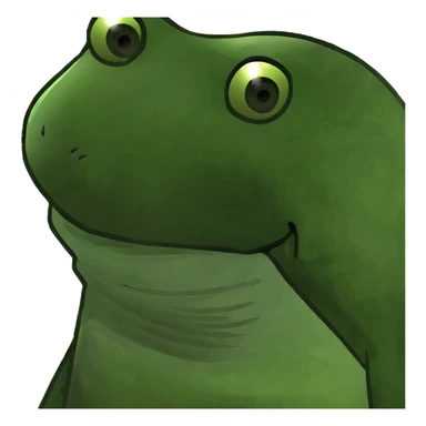 A chicken as a green bufo frog meme sticker
