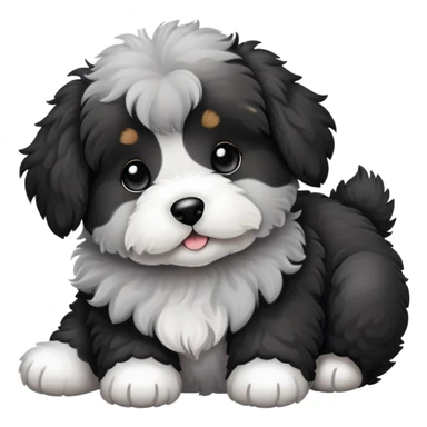 Black and grey Doodle dog puppy litter  sticker