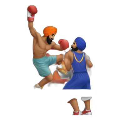 A 14 year old sikh wearing a patka knocking out someone in the ring while everyone is cheering for him sticker