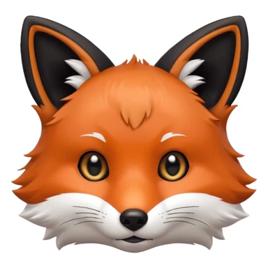une tête de renard trop kawaii avec des poils noirs à la place de tout les poils blancs sticker