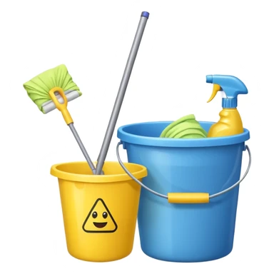 bucket with cleaning equipment sticker