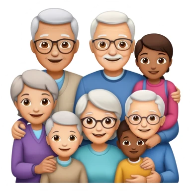 multigenerational family with grandparents, parents and children sticker