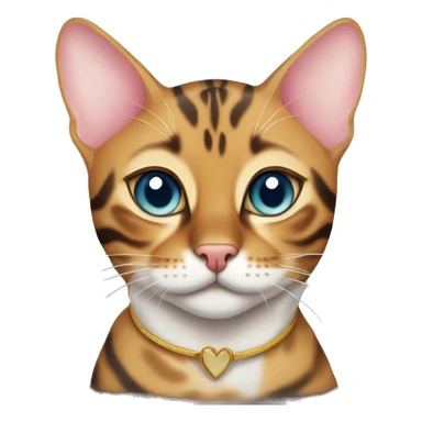 A bengal cat with a Heart Shaped choker sticker
