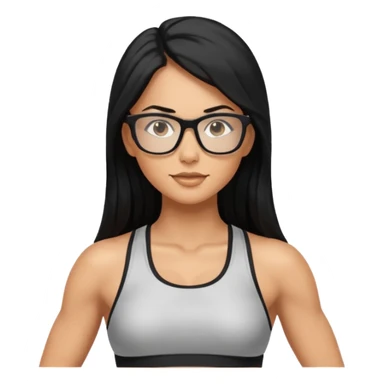 Mujer fitness con lentes y cabello largo negro sticker