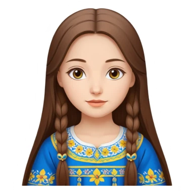 Beautiful girl, brown hair,straight hair, long hair, grey eyes, Ukraine , like ios 18 sticker