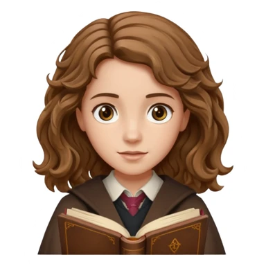Hermione Granger with wavy hair and brown book in hand  sticker