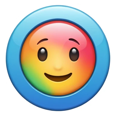 a colourful button not 3d or shading only 1 button no smily face sticker