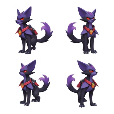  Black Red Purple Kawaii Cool Anime Nargacuga-Noivern-Noibat-Litten-Zorua-Zoroark-Fakemon-fusion harness collar full body  sticker