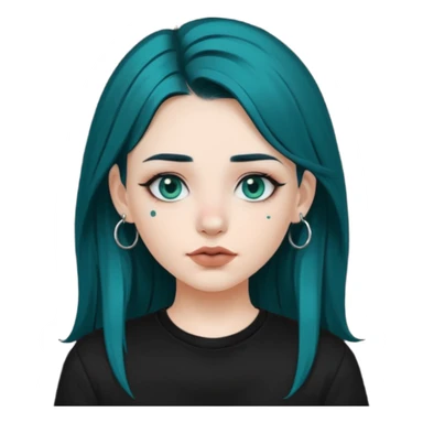 Can you make a girl with dark teal hair and a septum piercing sticker