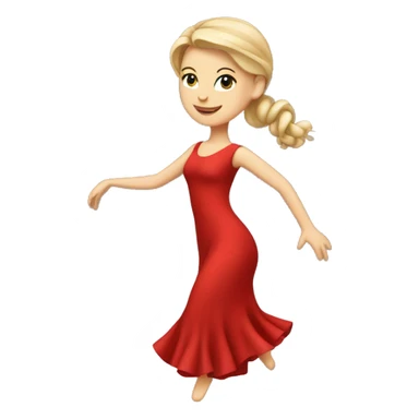 elegant white girl dancing in  red dress sticker