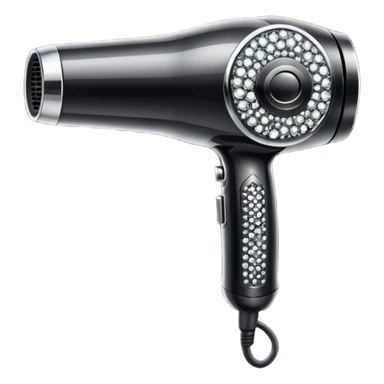 black blow dryer covered in diamonds sticker