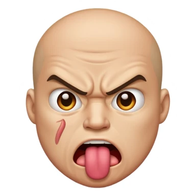 an angry face with his tounge sticking out sticker