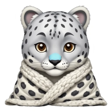 Shivering snow leopard in a blanket sticker