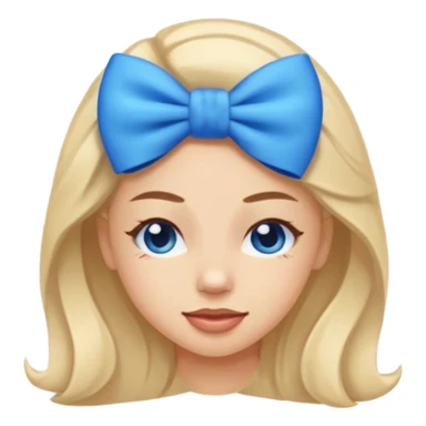 Regular emoji face with blue bow and flirty face sticker