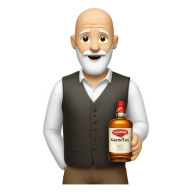 realistic meme of bald man with withe bart with Glenfarclas sticker