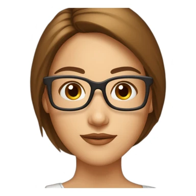 femme avec yeux marron cheveux lisses et chatin coupe carré tête ronde peau mate possèdent des lunettes  sticker