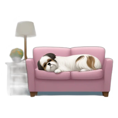 Shih tzu dog and human woman sleeping on couch sticker
