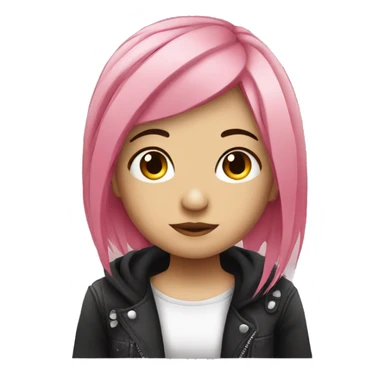 emo girl with pink hair sticker