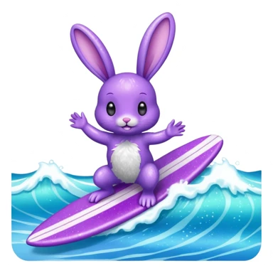 glitter purple cian bunny surf sticker
