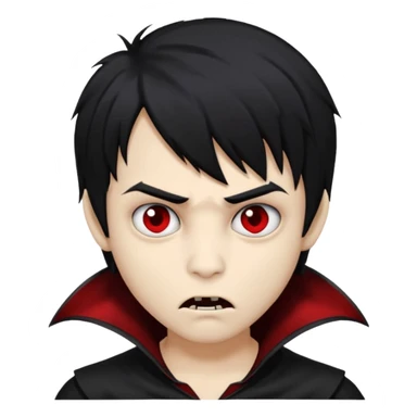 Boy, vampire, black hair, medium long, emo, shaggy, dark, spooky, creepy expression sticker