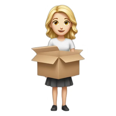 White girl holding boxes sticker