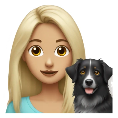 Blonde girl with black Australian shepherd sticker