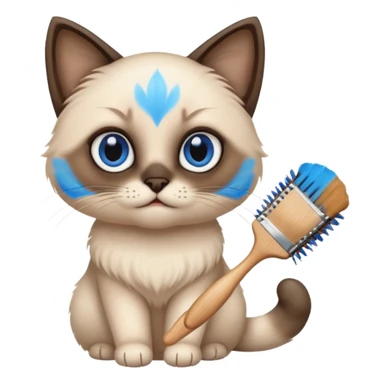 cute siamese cat, hair brush sticker