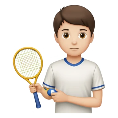 Boy with a tenis and a Football sticker