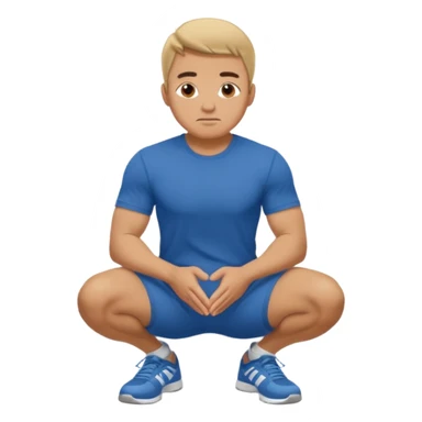 A regular man squatting with his hands on his knees sticker