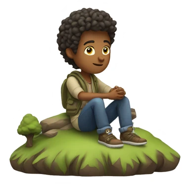 A 19 year boy relax in mountain feel with air sticker