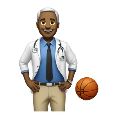 create an emoji for a teacher who has a doctor of education, teaches digital technology ad plays basketball sticker