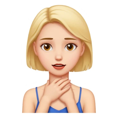 girl grabbing her neck sticker