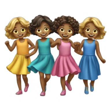 Four girls children dancing sticker
